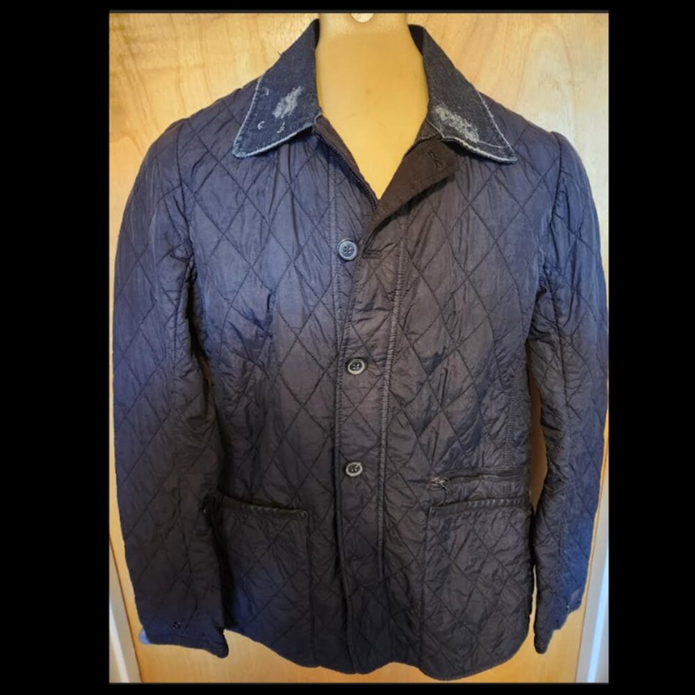 DIESEL – Quilted Jacket (3 Qtr Length) – Black w/ Denim Collar – Size S